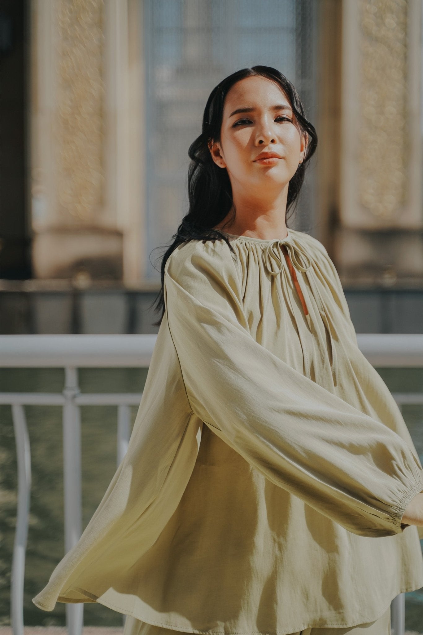 The City Breeze Pt.2 Women Airy Blouse Olive Green - Umbi