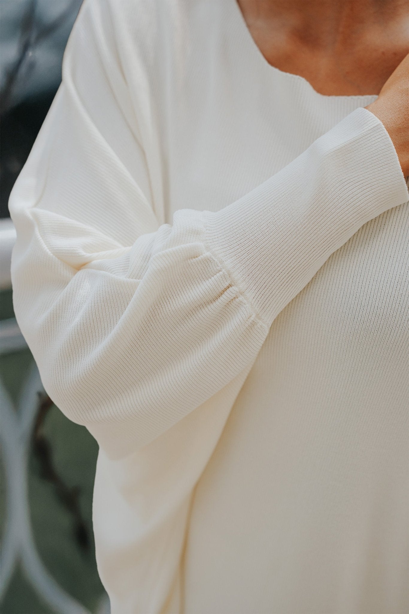 The City Breeze Pt.2 Women Bat Wing Knit Top Cream - Umbi