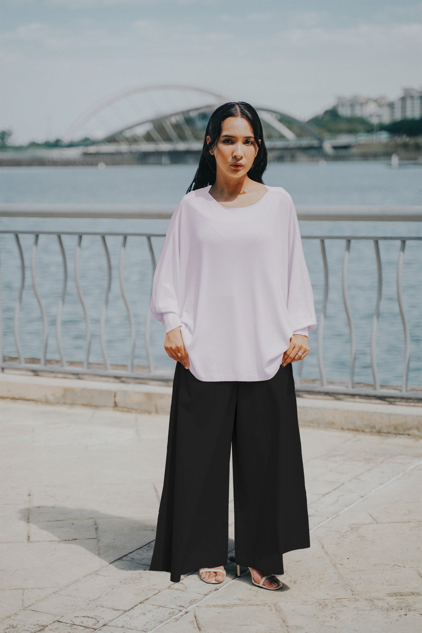 The City Breeze Pt.2 Women Bat Wing Knit Top Lilac - Umbi