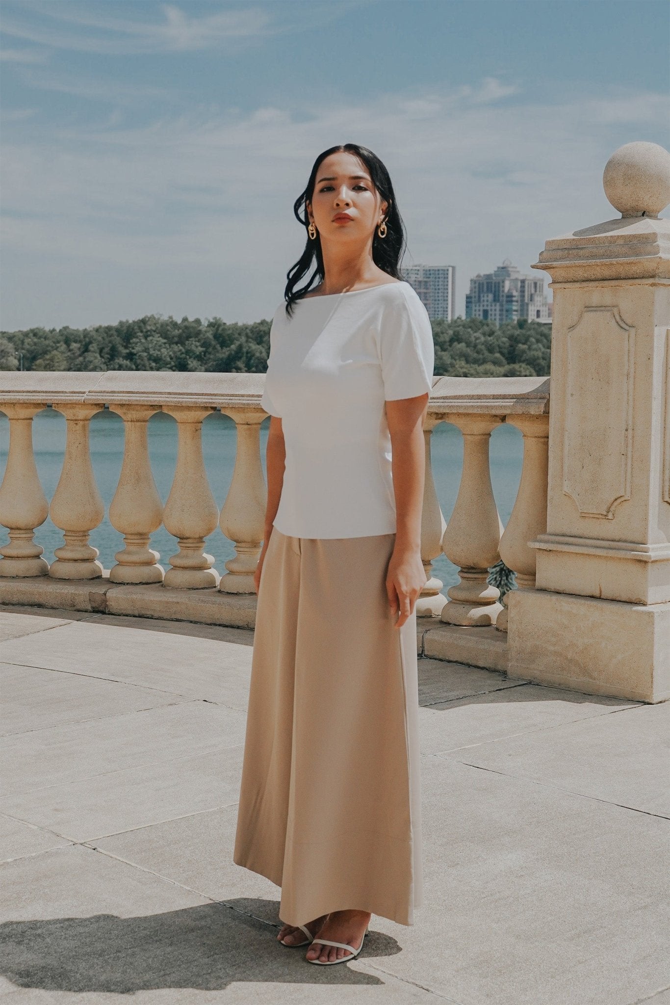 The City Breeze Pt.2 Women Boat Neck Knit Top Cream - Umbi