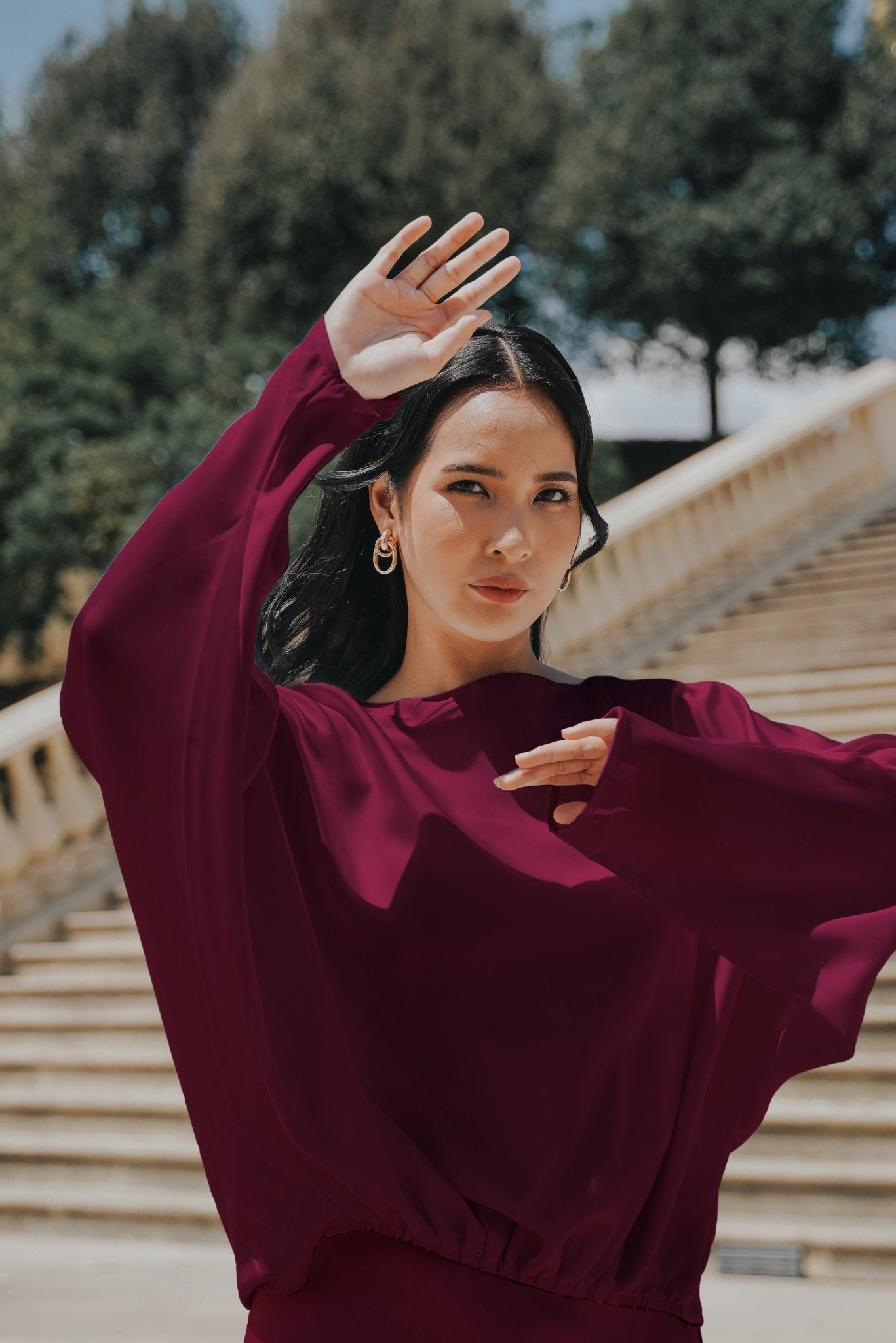 The City Breeze Pt.2 Women Loose Fit Blouse Maroon - Umbi