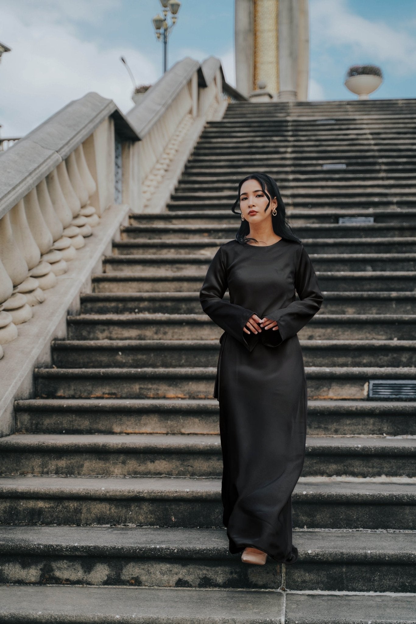 The City Breeze Pt.2 Women Maxi Satin Dress Black - Umbi