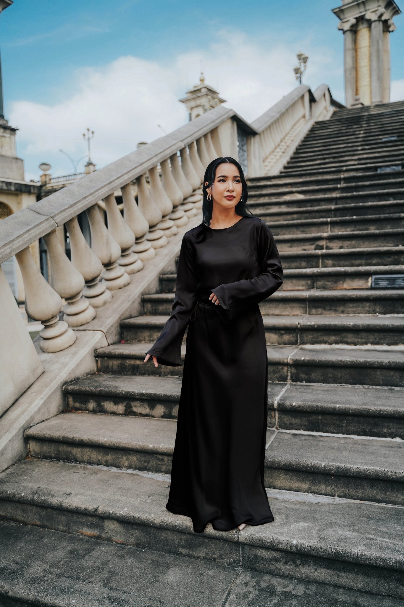 The City Breeze Pt.2 Women Maxi Satin Dress Black - Umbi