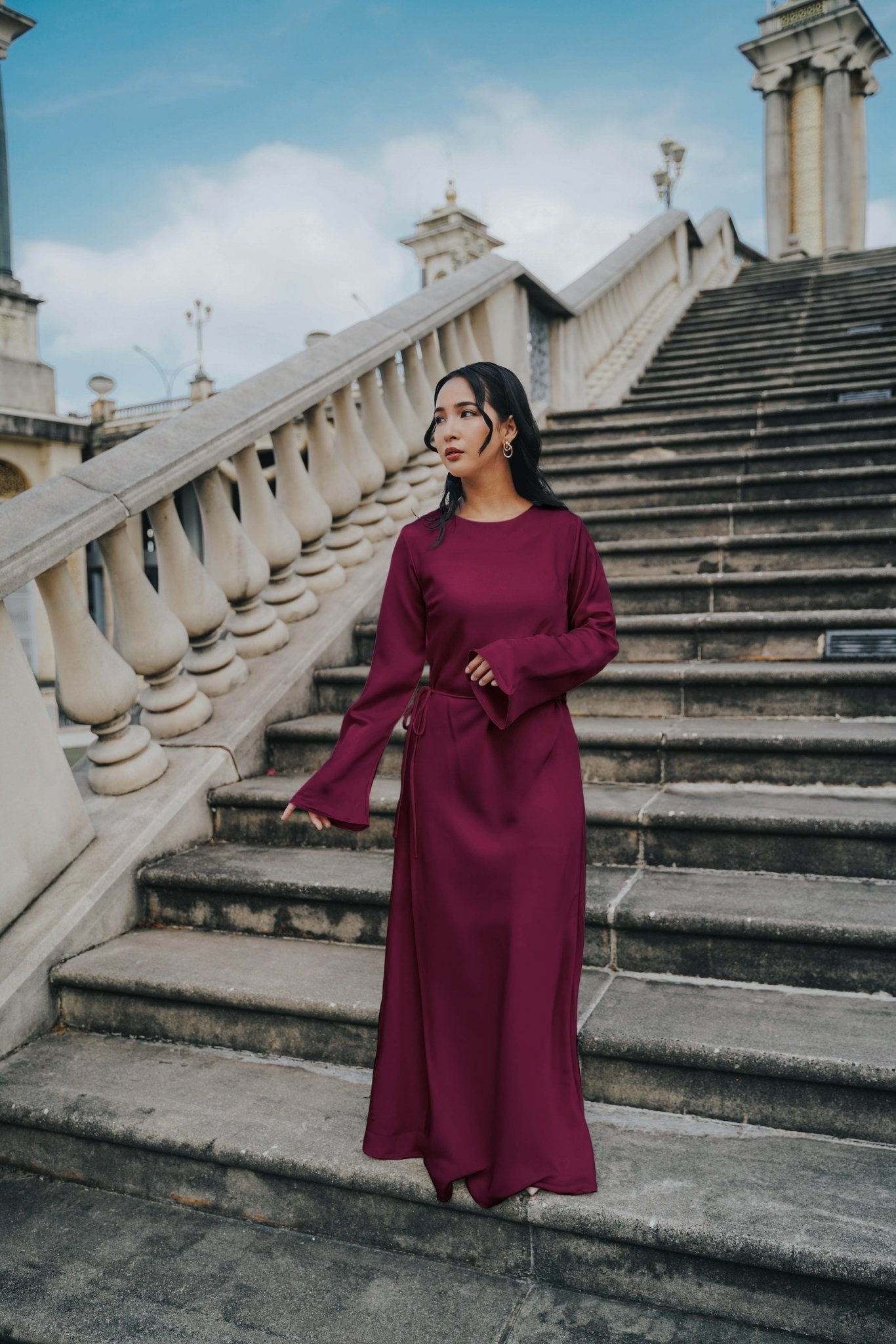 The City Breeze Pt.2 Women Maxi Satin Dress Maroon - Umbi