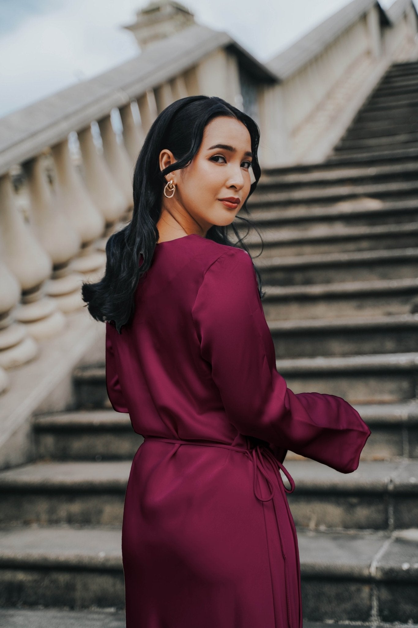 The City Breeze Pt.2 Women Maxi Satin Dress Maroon - Umbi