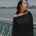 The City Breeze Pt.2 Women Off - Shoulder Knit Top Black - Umbi