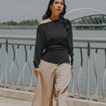 The City Breeze Pt.2 Women Off - Shoulder Knit Top Dark Grey - Umbi