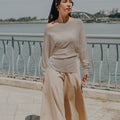 The City Breeze Pt.2 Women Off - Shoulder Knit Top Khaki - Umbi