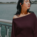 The City Breeze Pt.2 Women Off - Shoulder Knit Top Maroon - Umbi