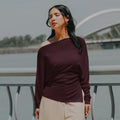 The City Breeze Pt.2 Women Off - Shoulder Knit Top Maroon - Umbi
