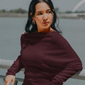 The City Breeze Pt.2 Women Off - Shoulder Knit Top Maroon - Umbi