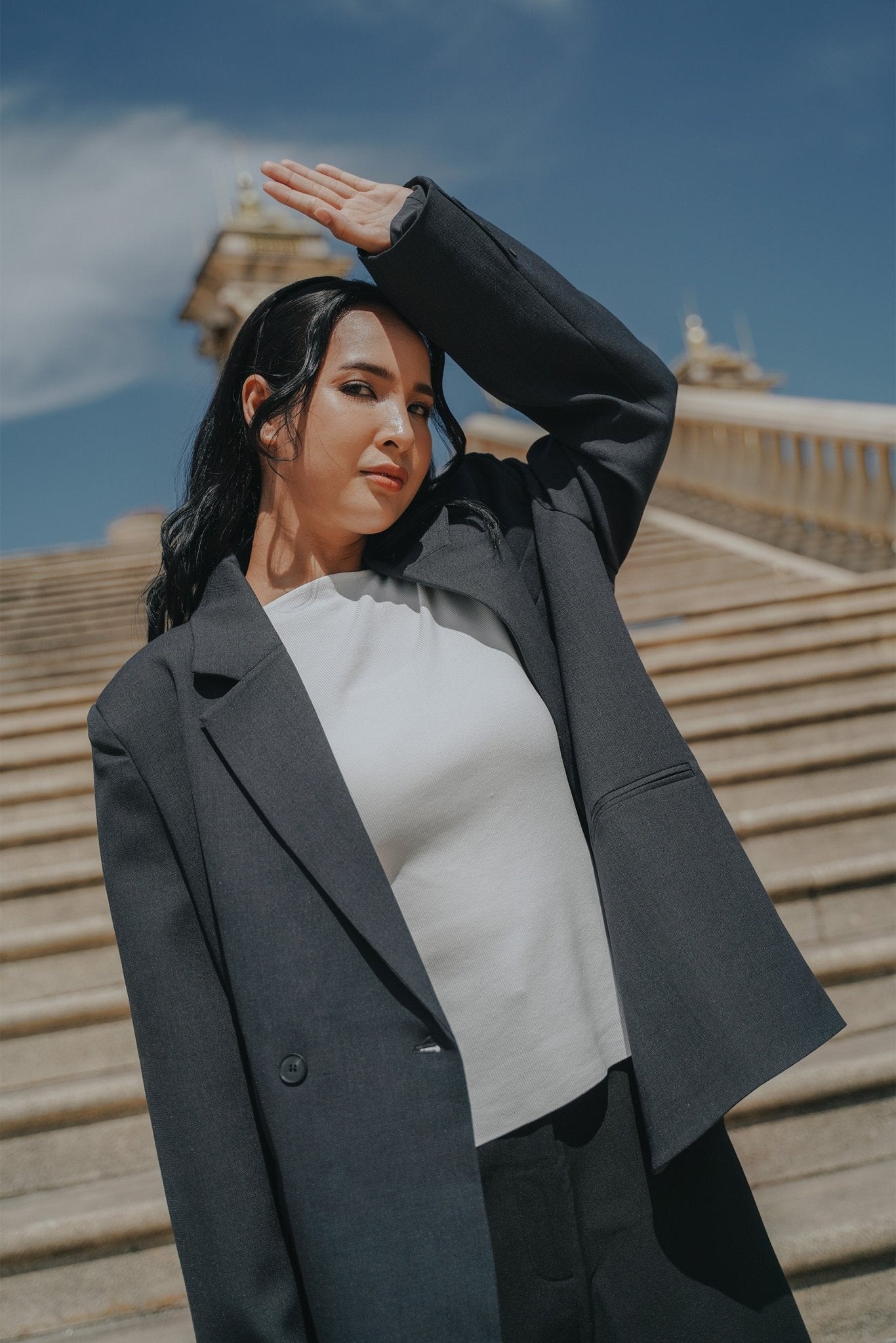 The City Breeze Pt.2 Women Oversized Blazer Dark Grey - Umbi