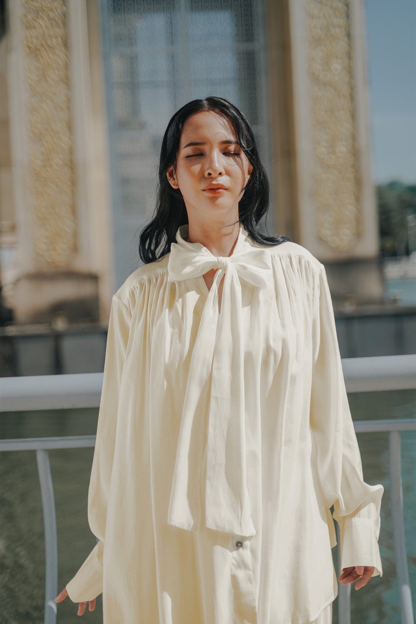 The City Breeze Pt.2 Women Ribbon Blouse Cream - Umbi