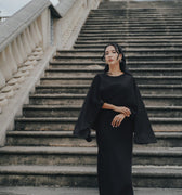 The City Breeze Pt.2 Women Satin Cape Dress Set Black - Umbi