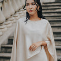 The City Breeze Pt.2 Women Satin Cape Dress Set Cream - Umbi