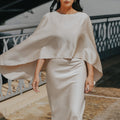 The City Breeze Pt.2 Women Satin Cape Dress Set Cream - Umbi