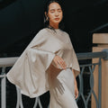 The City Breeze Pt.2 Women Satin Cape Dress Set Cream - Umbi