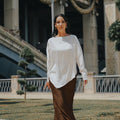 The City Breeze Pt.2 Women Satin Long Skirt Dark Chocolate - Umbi