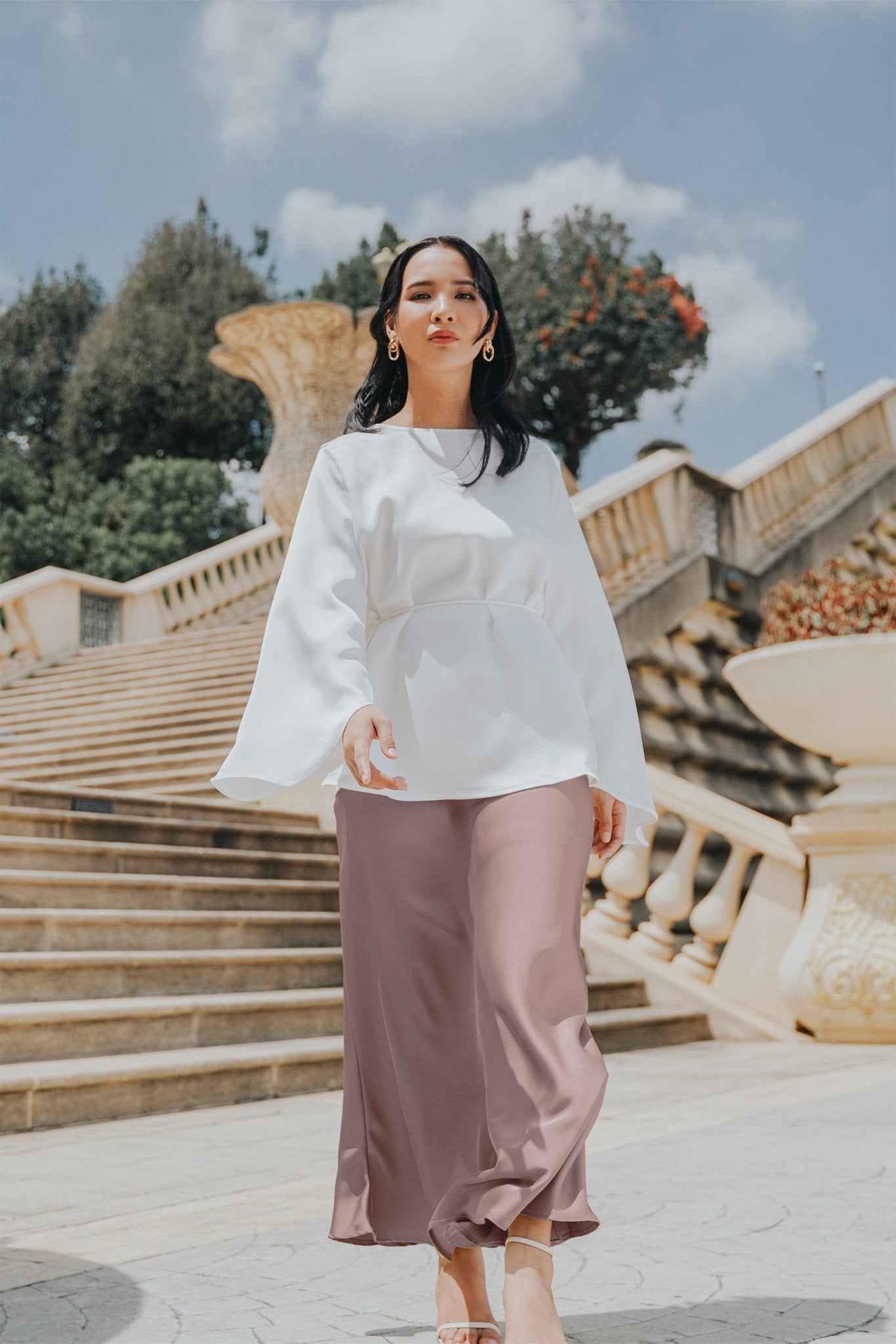 The City Breeze Pt.2 Women Satin Long Skirt Dusty Rose - Umbi