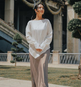 The City Breeze Pt.2 Women Satin Long Skirt Latte - Umbi
