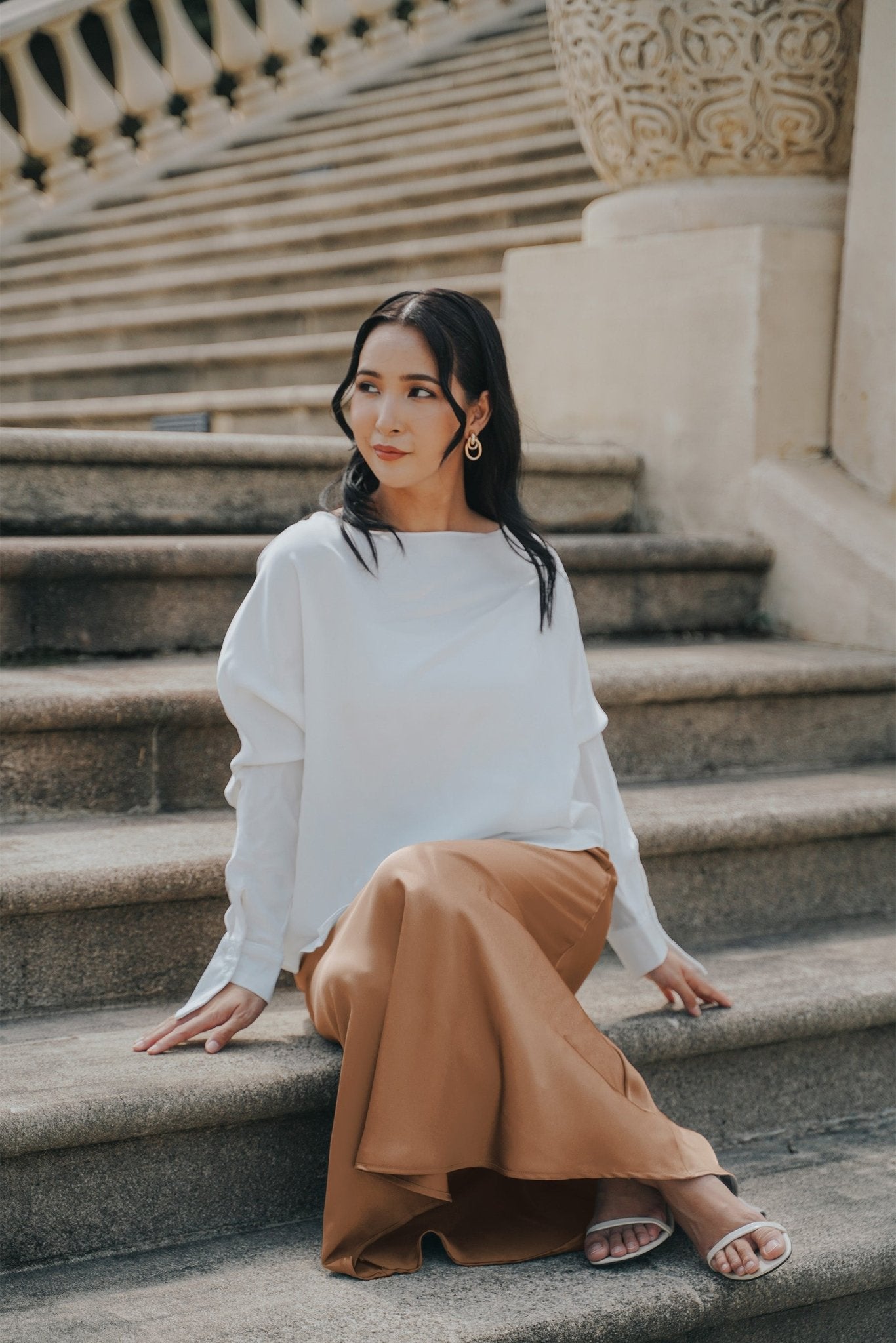 The City Breeze Pt.2 Women Satin Long Skirt Light Brown - Umbi