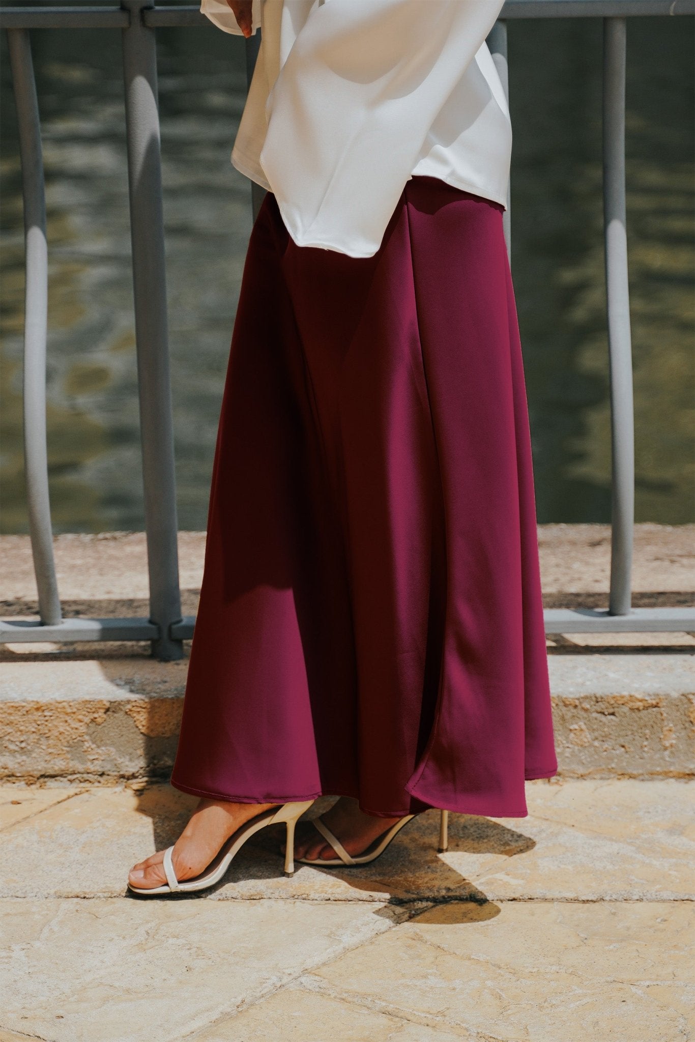 The City Breeze Pt.2 Women Satin Long Skirt Maroon - Umbi