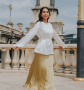 The City Breeze Pt.2 Women Satin Long Skirt Olive Gold - Umbi