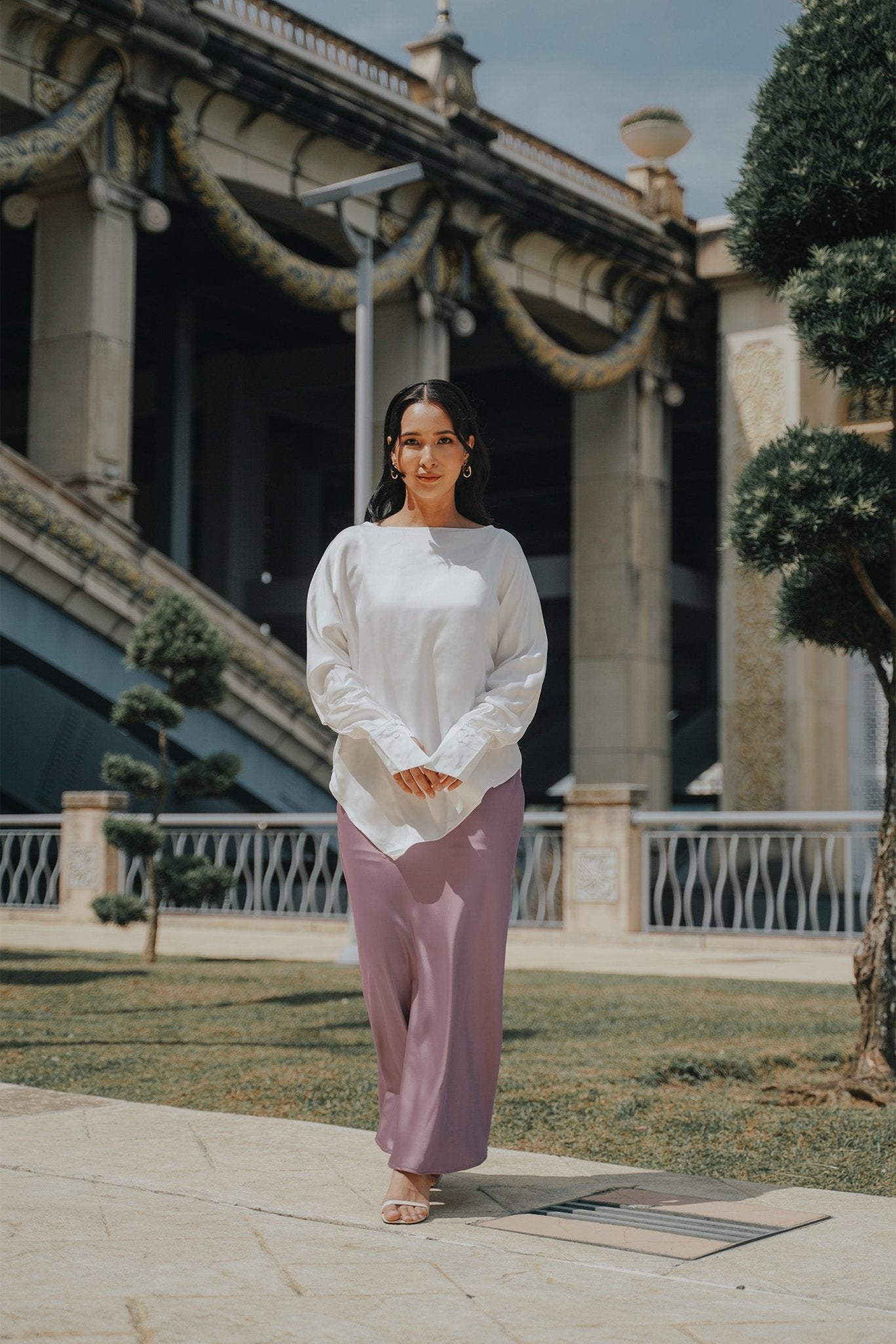 The City Breeze Pt.2 Women Satin Long Skirt Purple - Umbi