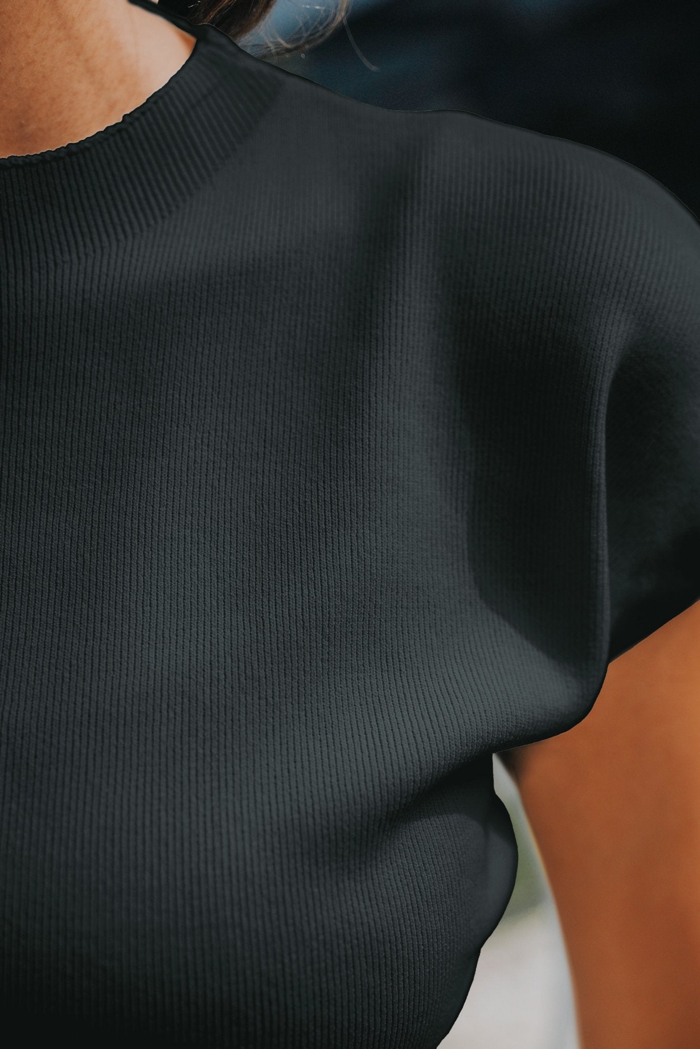 The City Breeze Pt.2 Women Short Sleeves Knit Top Black - Umbi