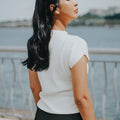 The City Breeze Pt.2 Women Short Sleeves Knit Top Cream - Umbi