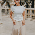 The City Breeze Pt.2 Women Short Sleeves Knit Top Cream - Umbi