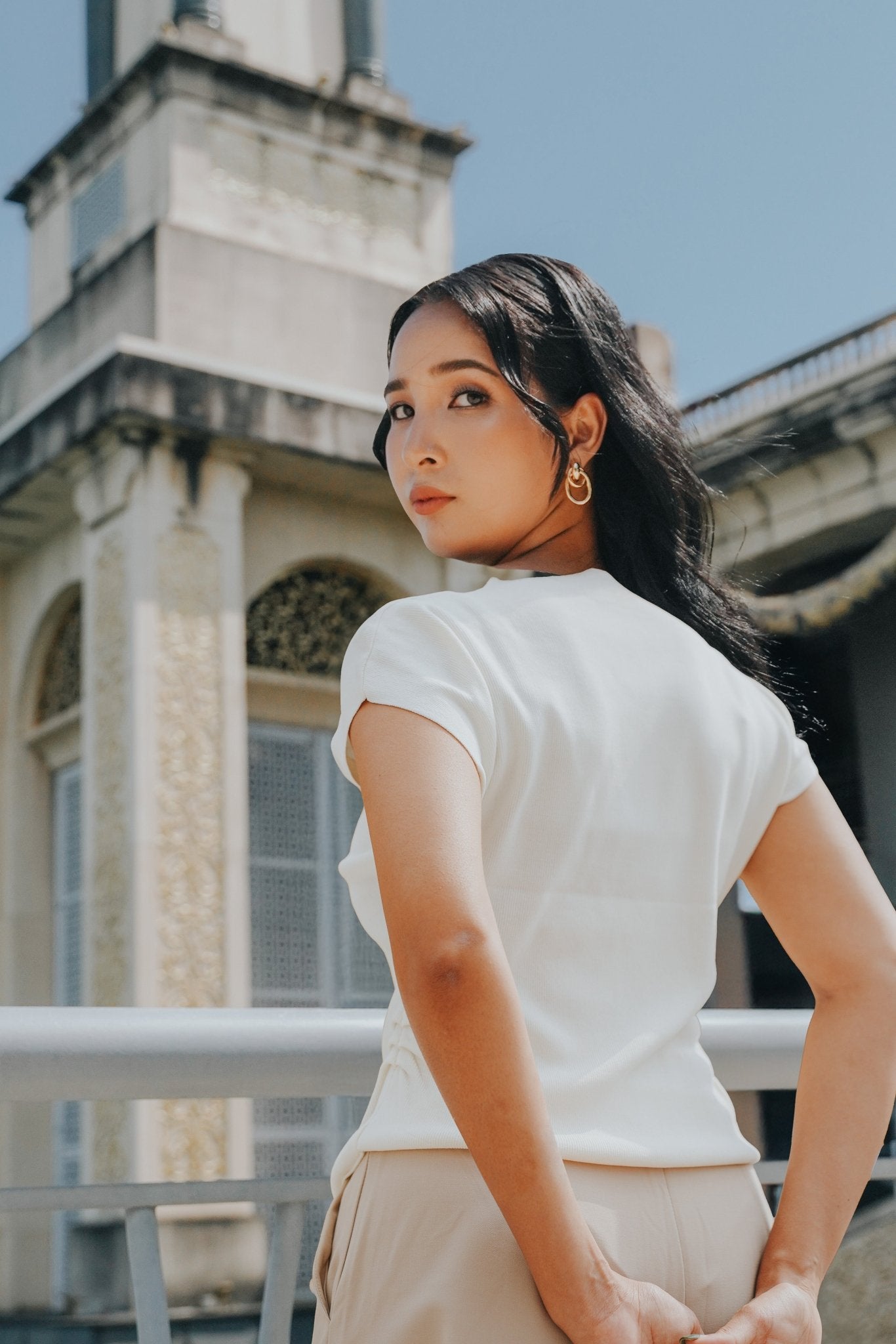 The City Breeze Pt.2 Women Short Sleeves Knit Top Cream - Umbi