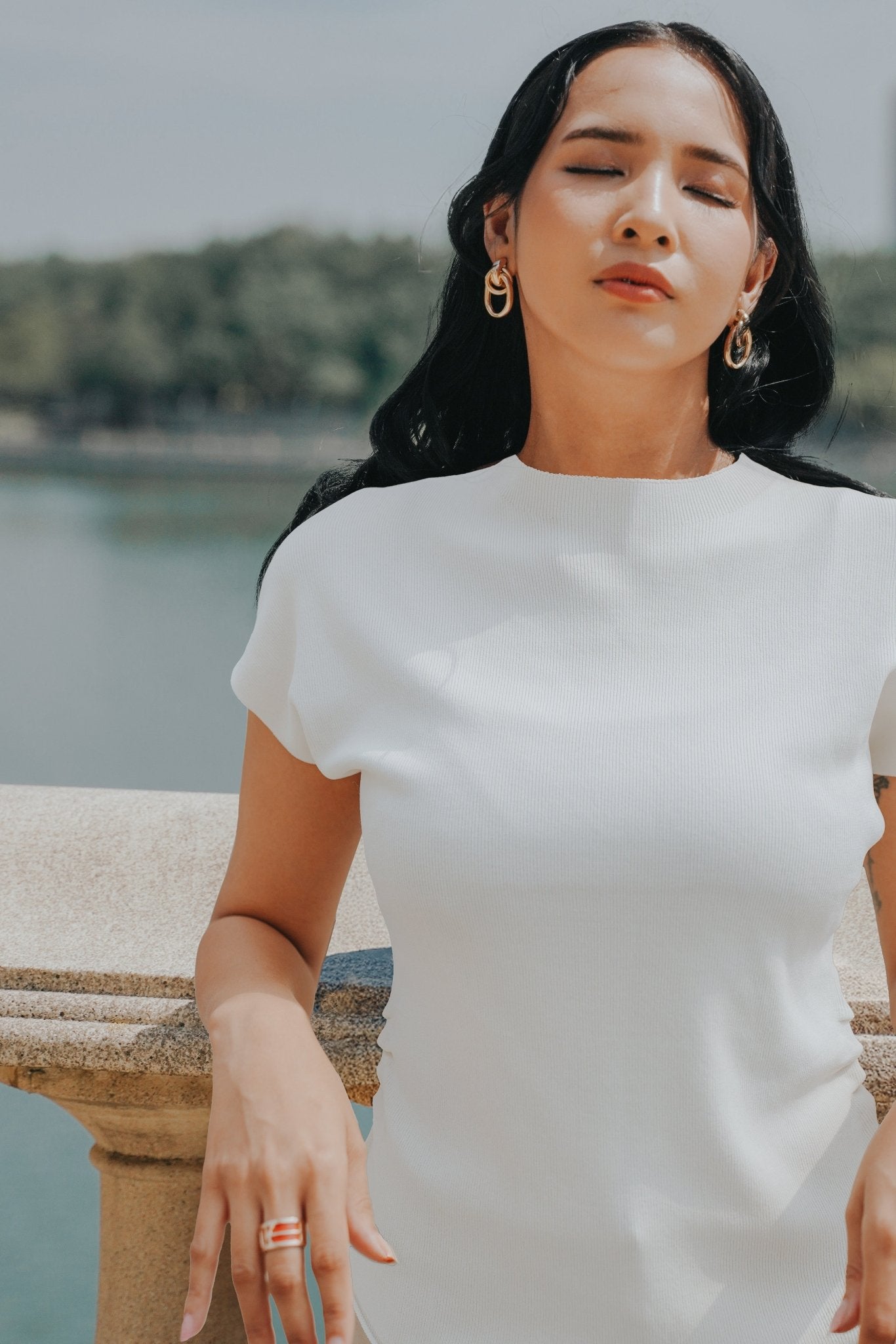 The City Breeze Pt.2 Women Short Sleeves Knit Top Cream - Umbi