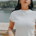 The City Breeze Pt.2 Women Short Sleeves Knit Top Cream - Umbi