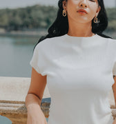 The City Breeze Pt.2 Women Short Sleeves Knit Top Cream - Umbi