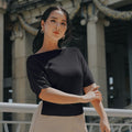 The City Breeze Pt.2 Women Wide Neck Knit Top Black - Umbi