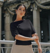 The City Breeze Pt.2 Women Wide Neck Knit Top Black - Umbi