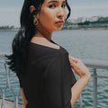 The City Breeze Pt.2 Women Wide Neck Knit Top Black - Umbi