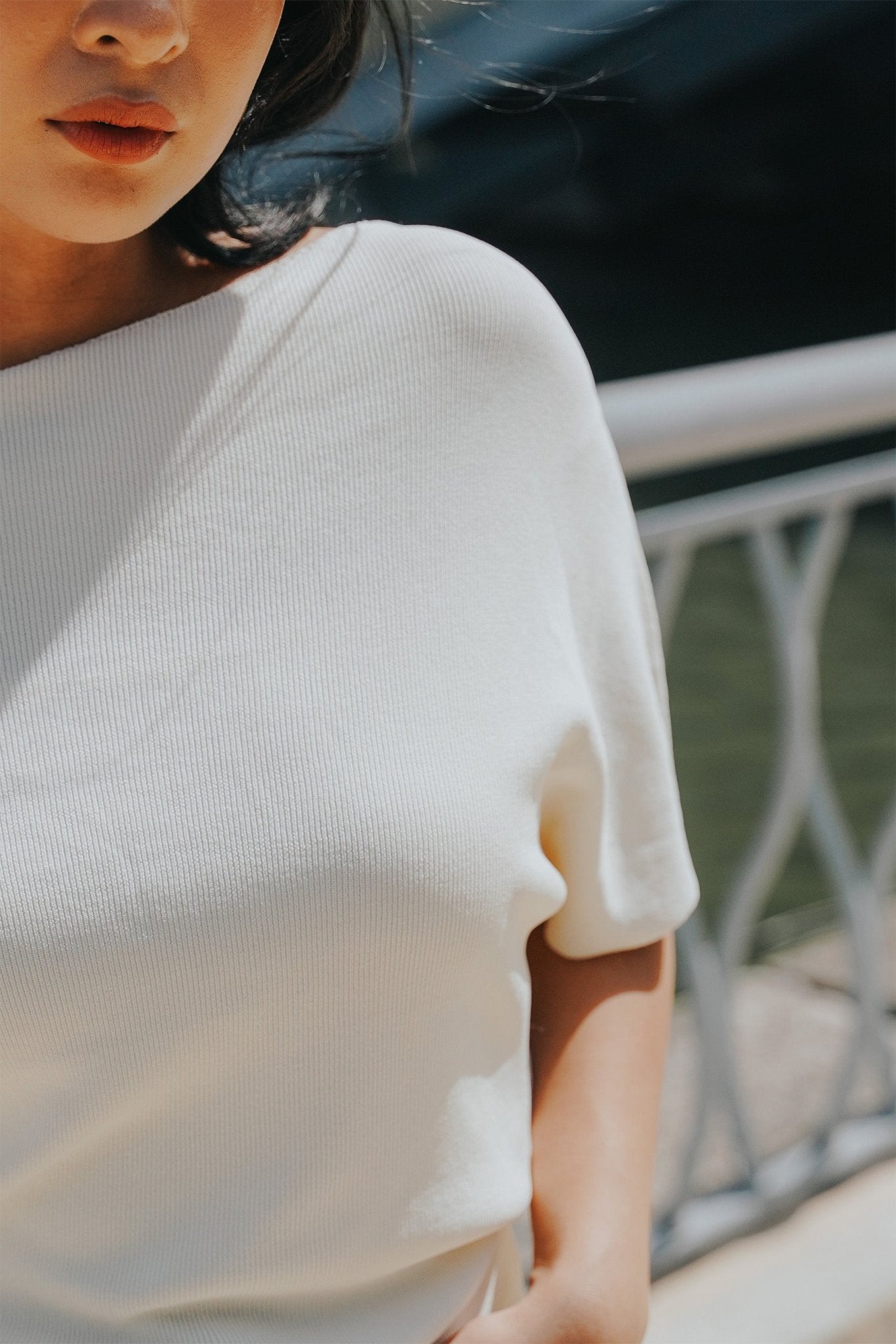 The City Breeze Pt.2 Women Wide Neck Knit Top Cream - Umbi