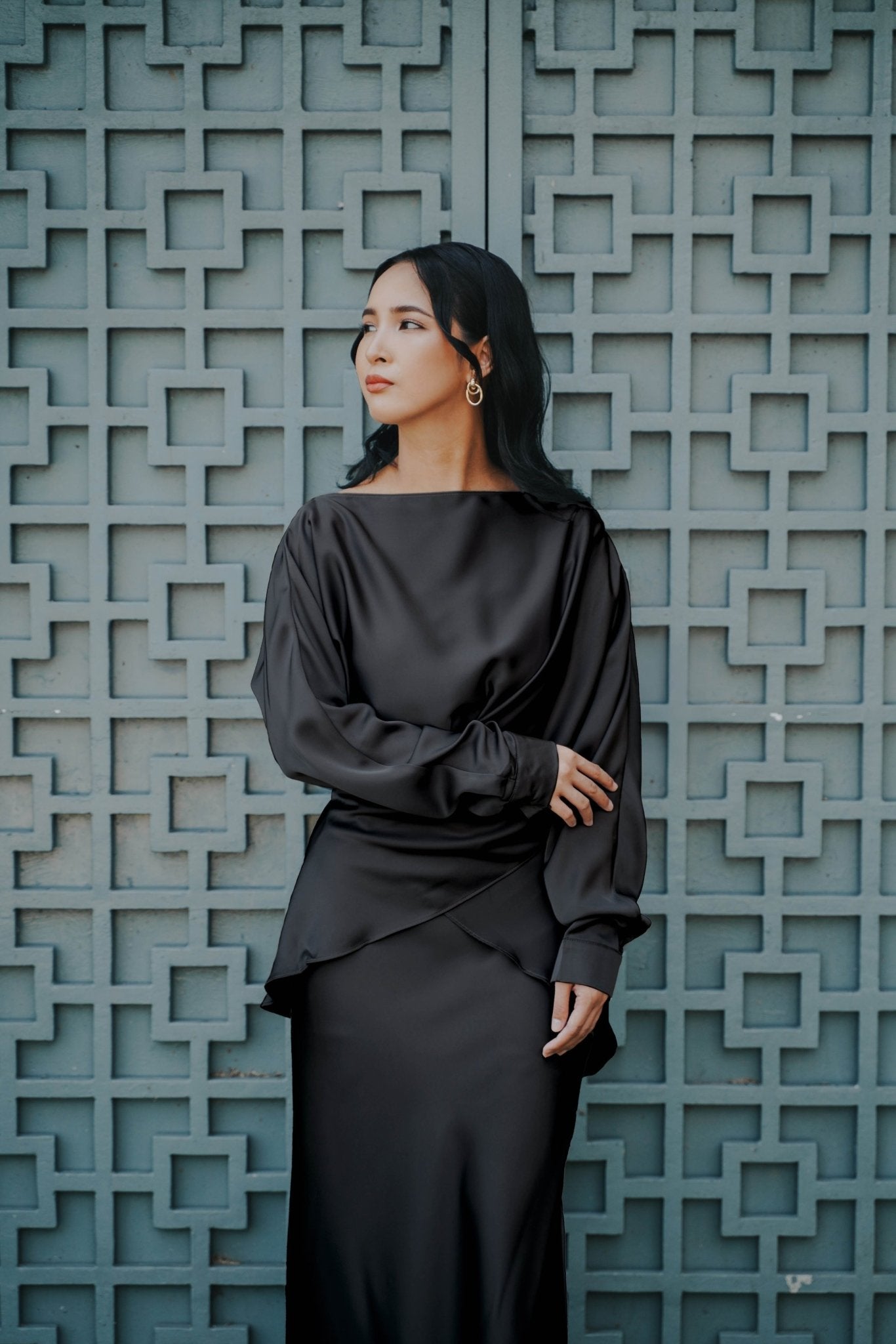 The City Breeze Pt.2 Women Wrap Satin Blouse Black - Umbi