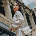 The City Breeze Pt.2 Women Wrap Satin Blouse Cream Wave - Umbi