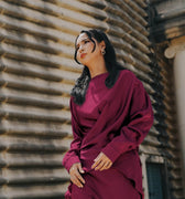 The City Breeze Pt.2 Women Wrap Satin Blouse Maroon - Umbi