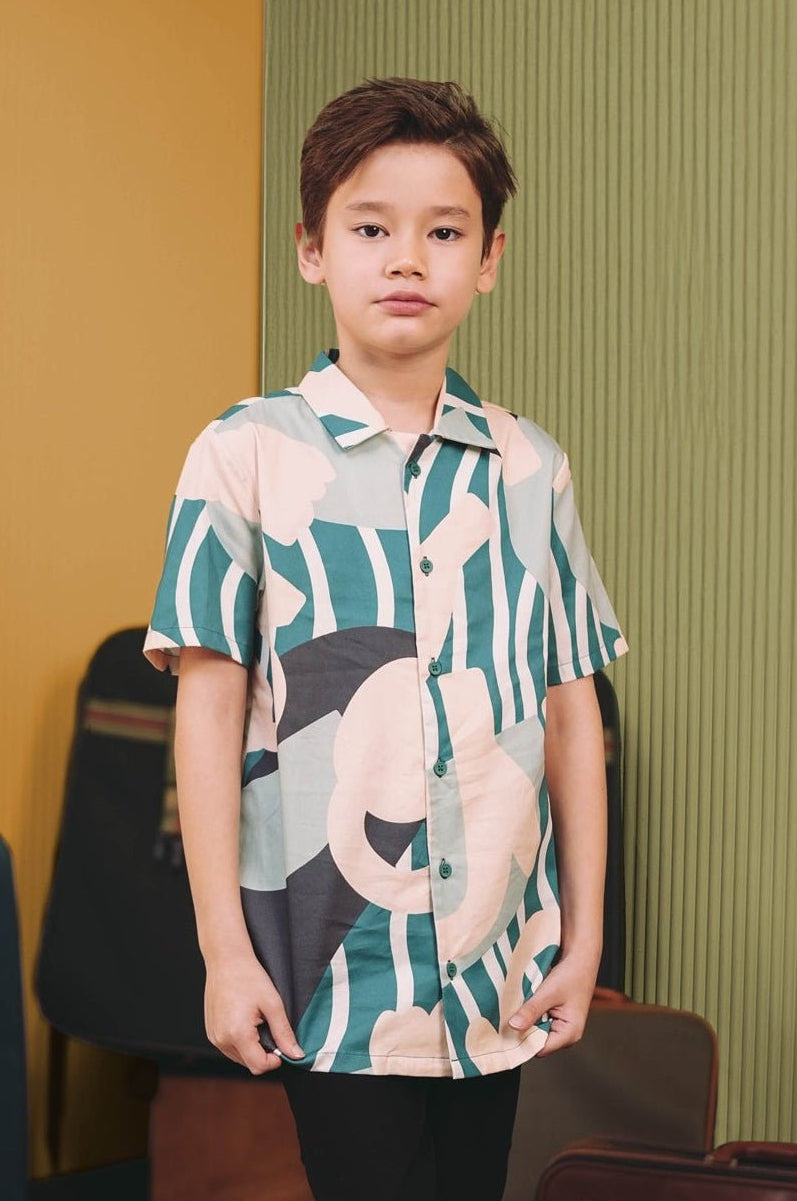 The Early Check - in Collection Boy Hawaii Shirt in Lighthouse Print - Umbi