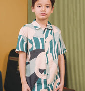 The Early Check - in Collection Boy Hawaii Shirt in Lighthouse Print - Umbi