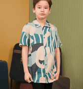 The Early Check - in Collection Boy Hawaii Shirt in Lighthouse Print - Umbi