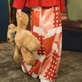 The Early Check - in Collection Girl Classic Skirt in Cranberry Print - Umbi