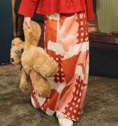 The Early Check - in Collection Girl Classic Skirt in Cranberry Print - Umbi
