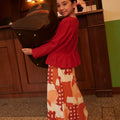 The Early Check - in Collection Girl Classic Skirt in Cranberry Print - Umbi