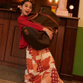 The Early Check - in Collection Girl Classic Skirt in Cranberry Print - Umbi