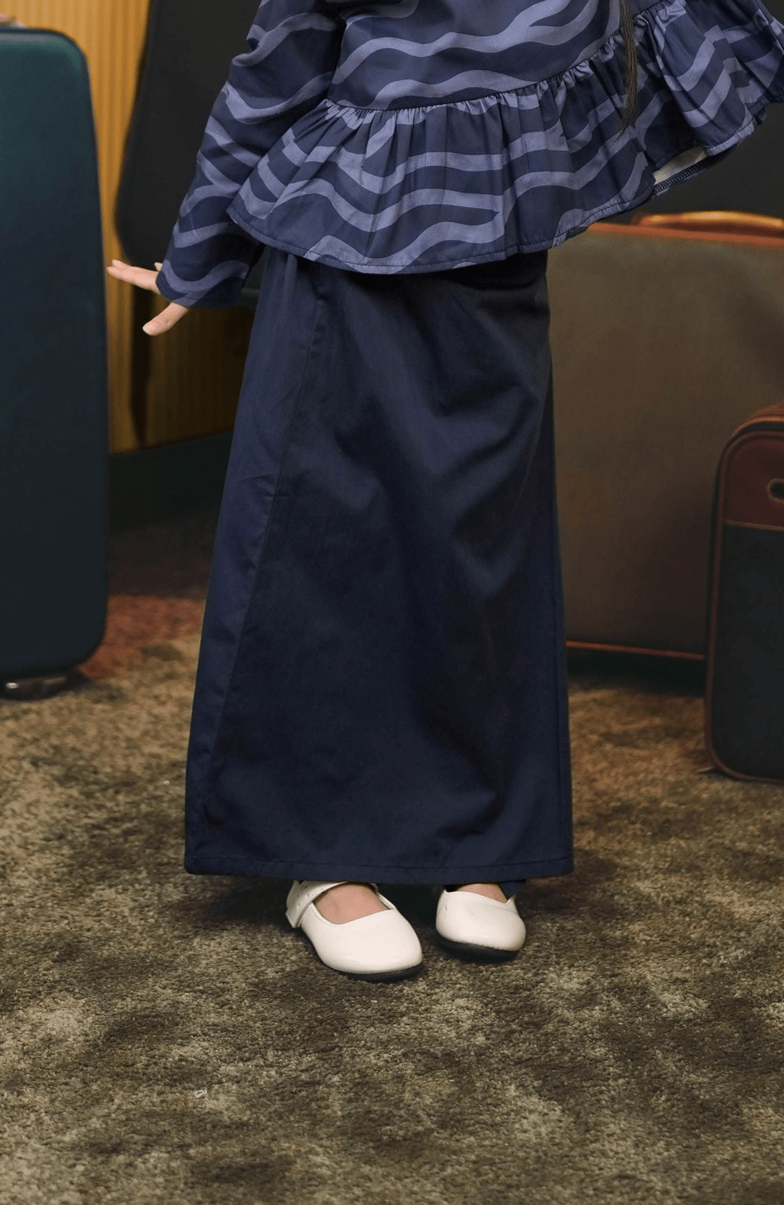 The Early Check - in Collection Girl Classic Skirt in Midnight Blue - Umbi